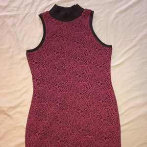 Joe Boxer Mock Neck Rose Print Bodycon Dress L